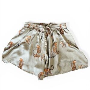 Mable Leopard Animal Print Women's Silky Shorts Size M